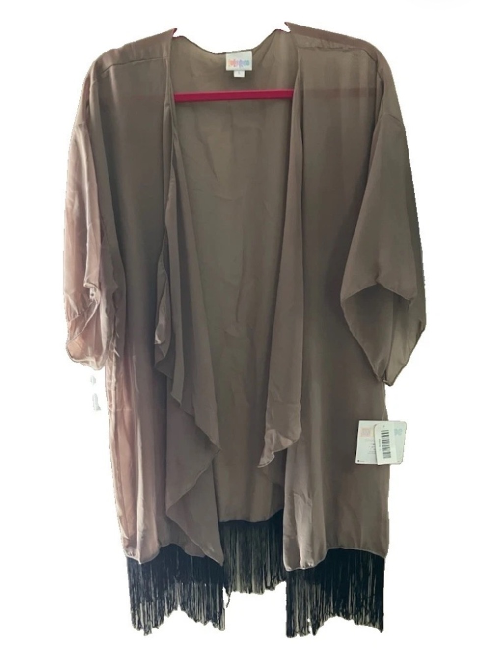 Bundle of 2 LulaRoe Cardigans with Fringe NWT Size L Solid Brown & Pattern New